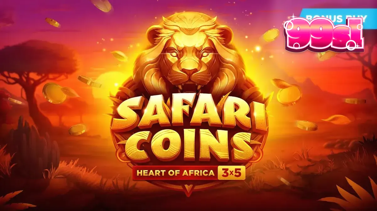 Pemandangan padang sabana Afrika dalam slot Safari Coins