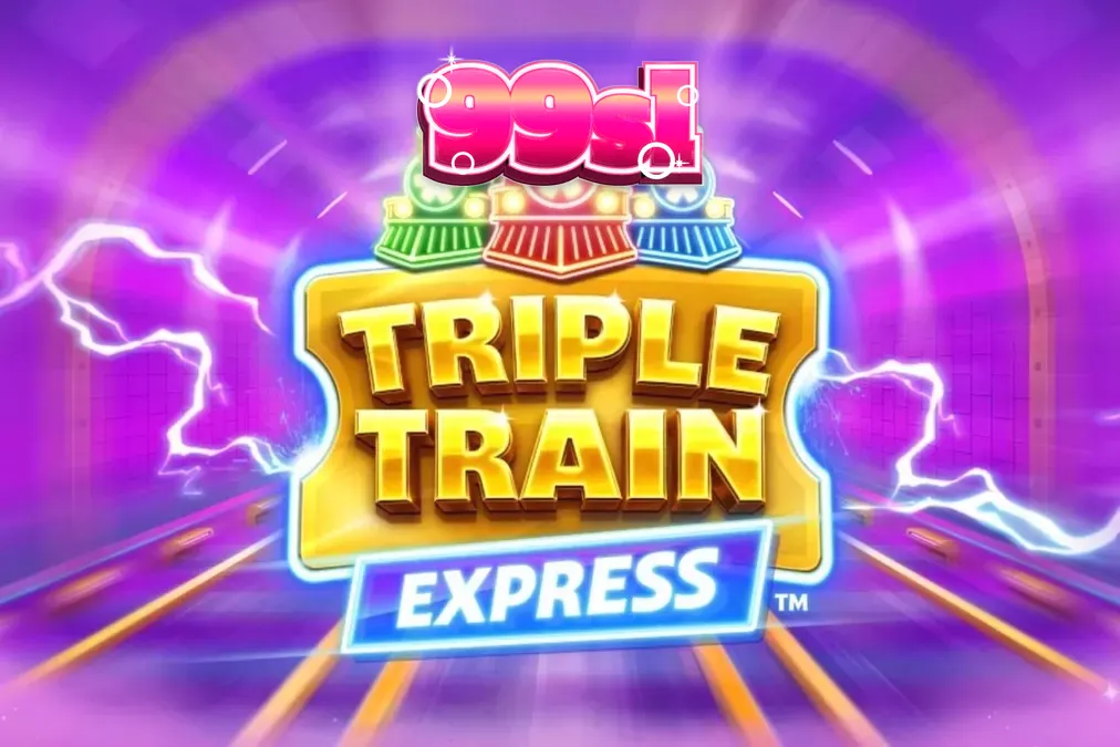 Tampilan visual futuristik dari slot Triple Train Express dengan nuansa neon.